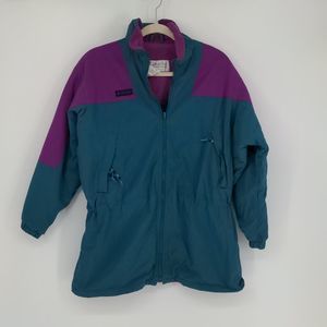 Columbia Women's Vintage Teal Purple Jacket Size Medium Full Zip Ski Winter‎